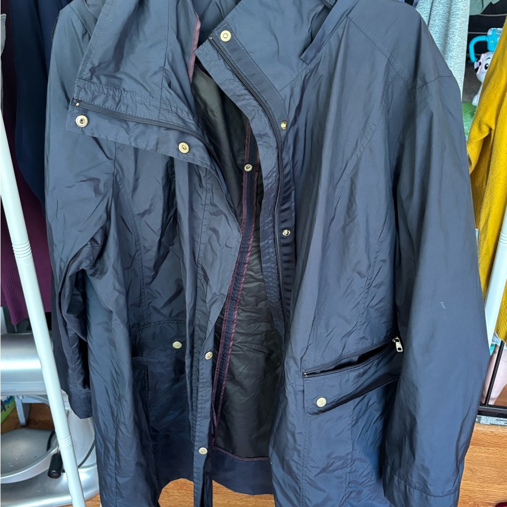 Cole Haan Navy Hooded Trench Coat
